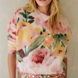 Sezane Clarissa Jumper Romantic Floral Roses